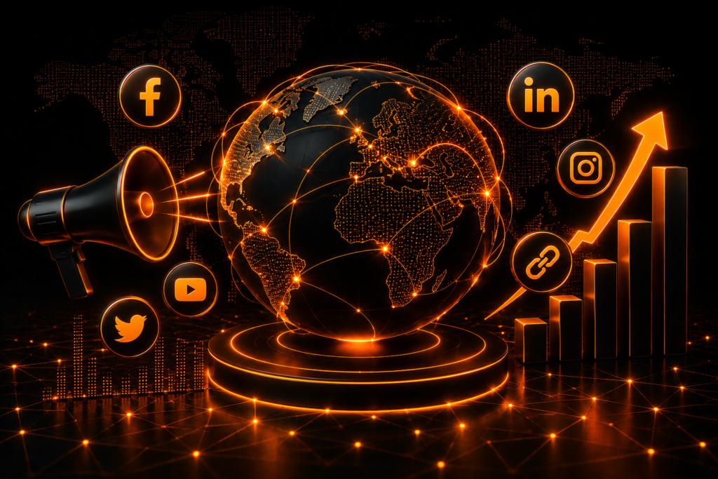 Off-page SEO authority and link building illustration for business growth